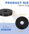 Tough As Nails Five Pack Round Rubber Spacers Anti Vibration Bushings, 2 inch diameter, 3/8 inch thickness, for stable mounting.