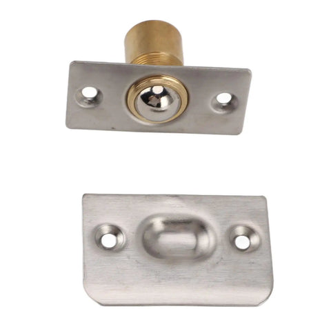 Super Duper Solid Brass Door Ball Catch Set 4 Pack Adjustable Spring Closet Latch with hidden bearing and full lip strike components.