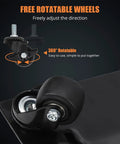 Close-up of free rotatable wheels on Rock Solid Car Dollies 4 Pack, 360° swivel design for easy vehicle positioning.