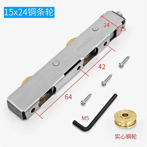 Top Shelf Stainless Steel Sliding Door Rollers With Double Copper Wheels For Shower Window Track with screws and tools
