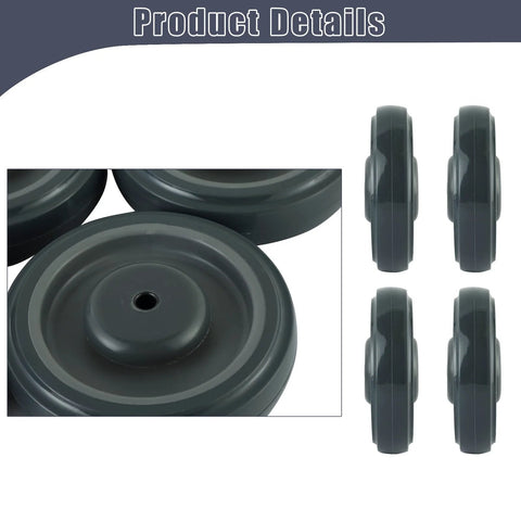 5 Inch Shopping Cart Replacement Wheels Kit With Polyurethane Tread Stepped And Full Tread Face Double Ball Bearing Silent TPU