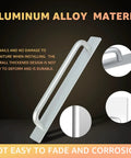 Self Stick Instant Cabinet Drawer Handles Set Aluminum Alloy With Adhesive Backing side view showing silver finish