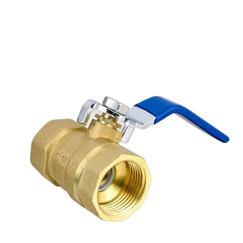 Heavy Duty Brass Ball Valve With Lever Handle For Copper Plumbing Tap Half Inch To Two Inch Threads High Flow Quick Turn, detailed view.