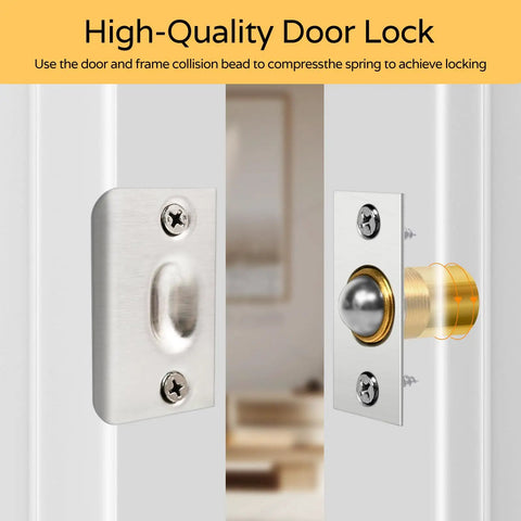 Two Pack Adjustable Closet Door Ball Catch Set With Spring Loaded Copper Mechanism For Cabinet And Closet Doors Durable Silver Finish