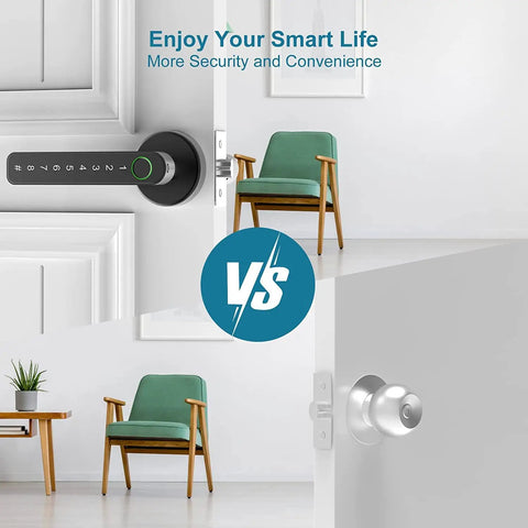 Smart Fingerprint Door Lock With Five Entry Methods Including Anti Peep Passcode IC Cards App And Physical Key 96 Percent