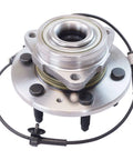 Premium Wheel Bearing And Hub Assembly Pair For Quick Garage Swaps featuring heavy duty steel components, detailed front view with bolts.