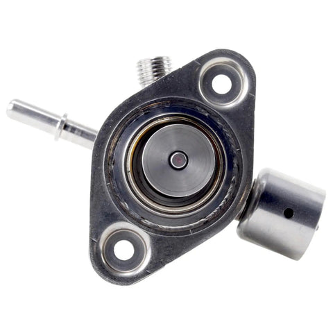 Brand New Direct Injection Fuel Pump Fits 2012 To 2018 Ford Edge Replaces Oem Ag9z9350b close-up of metal assembly with inlet and outlet ports.