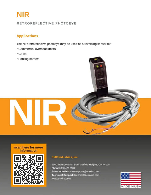 Retroreflective Photoeye Kit Sensor Reflector Hood For Gates Overhead Doors And Parking Barriers 30 Ft Range IP66 Weatherproof
