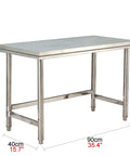 Rock Solid 304 Stainless Steel Work Table With Adjustable Height Removable Top Reinforced Legs Heavy Duty Commercial Kitchen Prep Station, 90cm x 40cm.