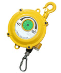 Retractable Spring Balancer Tool Holder 1.5m Long With Hook And Wire Rope, Adjustable Balancer Retractor For Hanging Tools, Heavy Duty Alloy Steel, 50 To 60 Kg Capacity, Yellow Garage Ready, yellow spring balancer with hook and wire rope