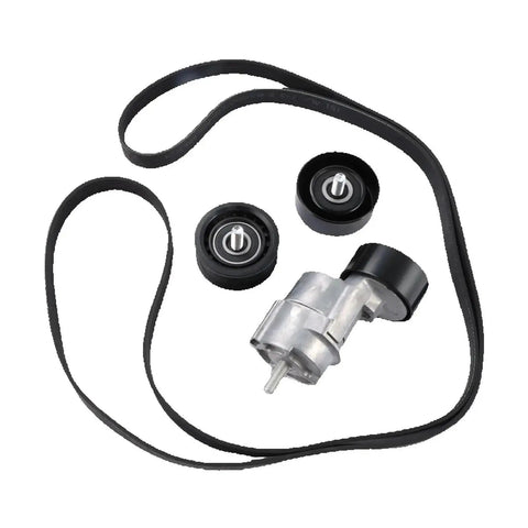 Premium Belt Tensioner Idler Pulley Kit For Kia Forte Magentis Optima 6PK2125 25281-25000 Heavy Duty Direct Bolt On No Modding Needed Crankshaft Replacement Part Made To Fit OEM Specs Perfectly Without Any Grinding Or Shimming Required. black belt kit with tensioner and two idler pulleys