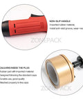 Close-up of the non-slip handle and caulking plug of Rock Solid Handheld Bottle Capping Machine With Adjustable 10 To 50 MM Screw Cap Sealer 110V Electric Capper Tool.