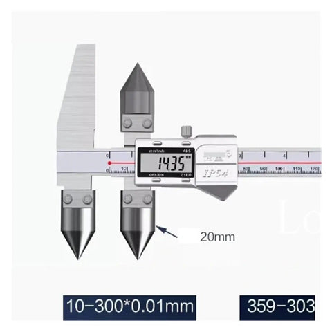 Plug And Play Digital Caliper Delivers Sweet Results For Dead On Edge To Center Measurements On Cone Holes And Centerlines Without Any Headache Or Complicated Tools, showing digital measurement display and pointed tips for precision.