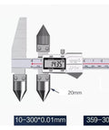 Premium Digital Caliper For Edge Center Distance And Cone Hole Centerline Measurement With Sick Accuracy In The 10 To 300 Mm Range Featuring A Slick Digital Display and a precision measurement display of 14.35mm.