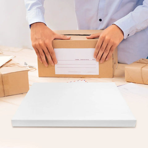 Premium High Density Polyurethane Foam Sheets 2 Pack Heavy Duty Cushioning Padding For Shipping Moving And Storage Cut To Fit Just Right Keep Your Gear Locked Down With Zero Hassle, displayed beside a packed box.