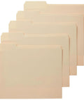 Heavy Duty Manila File Folders With Reinforced Tabs For Zero Hassle Workspace Organization And Doc Storage Built Tough Letter Size Sheets Expand To Three Quarters Inch In Quick One Third Cut One Hundred Pack, arranged neatly.