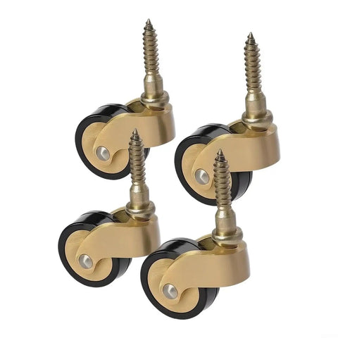 Solid Brass Furniture Casters, Hella Heavy Duty Smooth Rolling Wheels With Threaded Stems, antique style swivels for easy mobility.