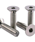 M4 X 10mm Flat Head Socket Cap Countersunk Screws DIN7991 304 Stainless Steel 18-8 Allen Hex Drive Fully Threaded, Pack of 50, visible close-up