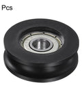 4 Pcs U626ZZ Double Shielded U Groove Pulley Bearings 6 X 30 X 10 mm Chrome Steel And Pom Nylon Races, close-up view.