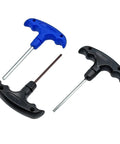 Professional T Shape Hex Socket Wrench With An Anti Slip Steel Handle And Accurate 6 Millimeter Bits, black and blue handles.