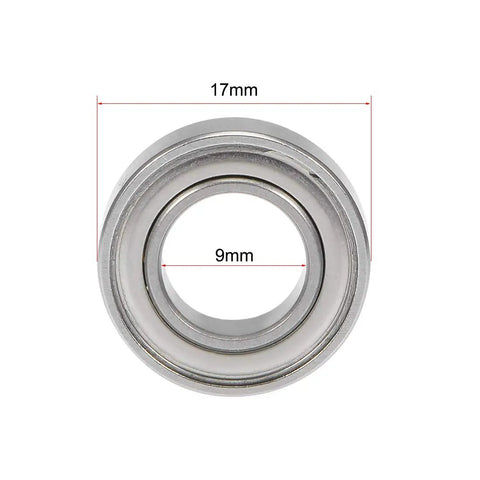 S689ZZ Stainless Steel Ball Bearing 9X17X5MM view showing inner hole and dimensions for smooth rolling in garage rigs and shop mods.