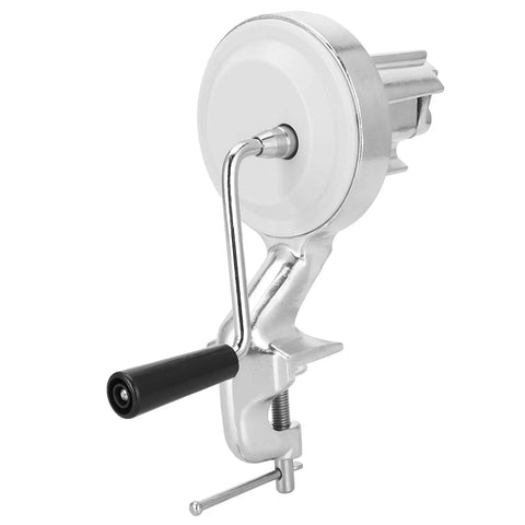 Stainless Steel Hand Pressed Macaroni Machine For Fresh Homemade Pasta With Slick Ergonomic Handles And No Sweat Manual Noodle Press For Busy Household Kitchens side view of noodle press with handle