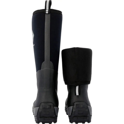 Mens Arctic Sport Tall Winter Boots In Black Featuring Heavy Duty Built Tough Outsole And Dang Snug Fleece Interior For Knockout Insulation, back view highlighting thick neoprene shaft