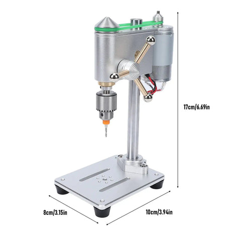 Cool Compact Mini Drill Press Machine With 360 Degree Rotation And Variable Speed Control for precise drilling on crafts.
