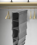 Kickass Multi Layer Closet Hanging Storage Bag And Solid Non Woven Wardrobe Organizer With Heavy Duty Reinforced Seams for ties and scarves, grey.