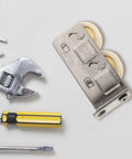 Heavy Duty Stainless Steel Track Roller That Glides Like Butter For Sliding Door Replacement Wheel And Window Pulley Hardware Kit Built Tough Premium Nylon Core Bearing 22mm Size with tools.