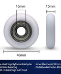 Slick Rolling 10x40x10mm Bearing Pulley With 6000ZZ Spherical Roller Nylon And Rubber Wheels Heavy Duty 4 Pack, showing size dimensions.