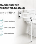 Dang Sturdy Flip Up Toilet Safety Handle With Floor Base Stand For Seniors And Rough Days crafted from rust-free stainless steel, supports 450 LB.