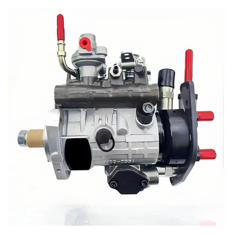 Tough As Nails Diesel Fuel Injection Pump Replacement For Cat And Perkins Engines with high pressure delivery and red fittings.