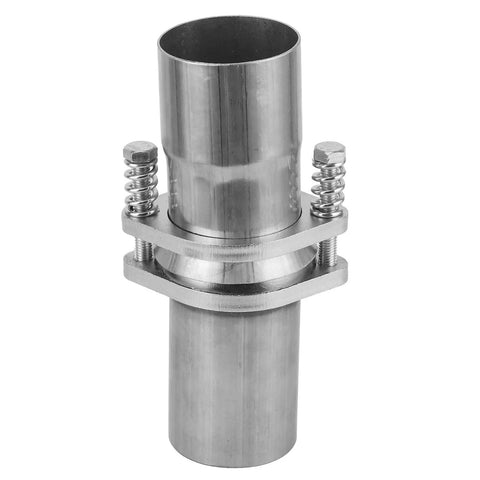 Premium Heavy Duty Stainless Steel Exhaust Flange Repair Pipe Kit With Quick Fix Spring Screw Clip Universal 2.75 Inch, close-up view.