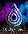 Premium metal tapping fluid CLIsyntec logo on abstract metal droplet with purple and blue hex background