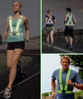 Individuals wearing High Visibility Reflective Safety Vest 2 Pack For Night Runs And After Dark Adventures, running outdoors.