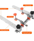 Heavy Duty Universal Draw Slide Guide Jig For Router Templates With Magnetic Quick Fix System, featuring strong magnet, rubber pad, and plastic guide rail.