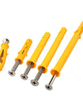 Yellow Plastic Expansion Anchor Kit With Zinc Plated Self Tapping Screws For Drywall Concrete Brick Hollow Walls 8mm Wall Plugs 50 Pieces 8x60mm