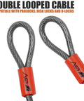 Heavy Duty 30Ft Security Cable With Loops 10mm Braided Steel Cut Resistant And Weatherproof Ideal For Padlocks