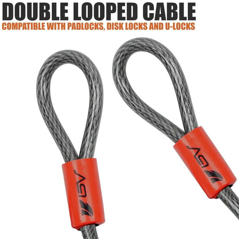 Heavy Duty 30Ft Security Cable With Loops 10mm Braided Steel Cut Resistant And Weatherproof Ideal For Padlocks