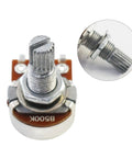 B500K Mini Metric Split Potentiometers For Electric Guitar And Bass Pro Grade Nine Point Five Millimeter Shaft Linear Taper 500K Audio Pot