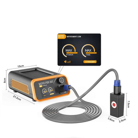Heavy Duty 800W Paintless Dent Repair Hammer With Digital Display Plus Gloves showing digital controls and connections.