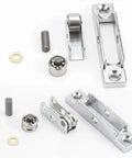 Heavy Duty Zinc Alloy Push Pull Window Pulley With Dual Wheel Assembly components, including rollers and brackets for sliding doors.