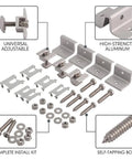 Heavy Duty Solar Panel Mid Clamp Fastener For PV Mounting System 8 Piece Set showing high-strength aluminum clips and installation hardware.