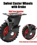 Five Inch Heavy Duty Caster Wheels Set Of Four All Terrain Swivel Casters With Locking Brakes showing a close-up of swivel caster with brake