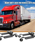 Heavy Duty Hydraulic Car Wheel Dolly Set Of 4 With 1500 Lbs Per Roller Ratcheting Foot Pedal shown with trucks on the road.