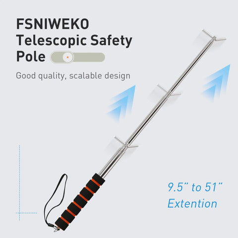 Built Different Extendable Smoke Detector Tester Pole And Emergency Exit Light Reach Wand Featuring High Quality Stainless Construction For No Sweat Work, 9.5 to 51 inch length.