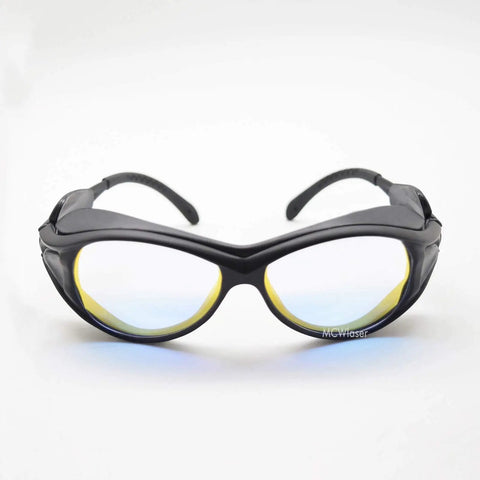 Heavy Duty Laser Safety Glasses For YAG Fiber Laser Engraver, Top Shelf OD5 Rated Eye Protection With Pristine Reflective Lenses view from the front