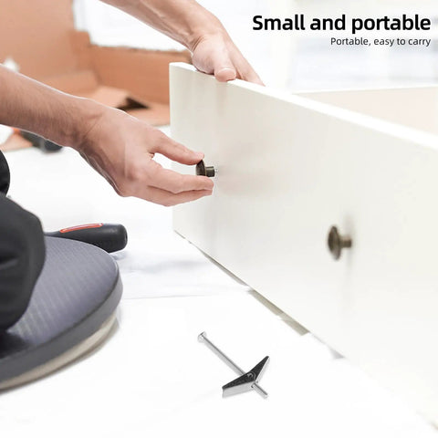 Person installing Heavy Duty Drywall Toggle Bolts Kit With Galvanized Screws And Wing Nuts, Rugged Wall Anchors For Machinery And Automotive Projects