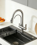 Two Handle Kitchen Faucet With Pull Down Sprayer And 24 Inch Hose Brushed Nickel 3 In 1 Water Filter Purifier